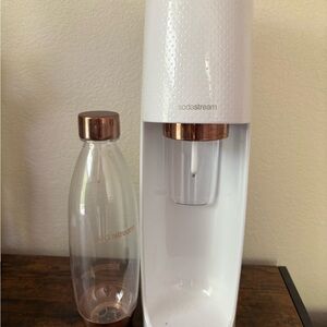 White Sparkling Water Maker with Copper Accents